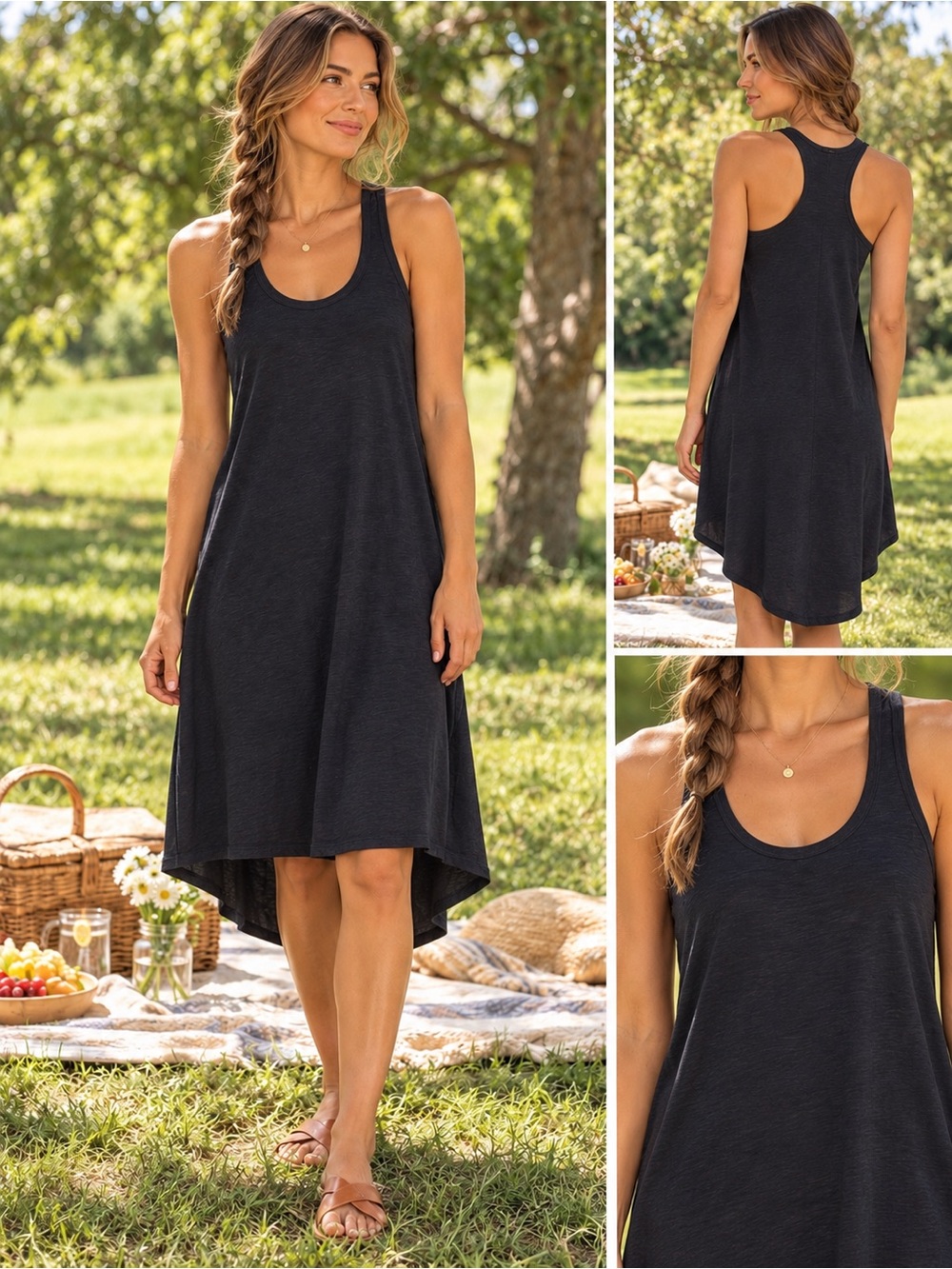J. Crew Swingy Black Racerback High-Low Dress